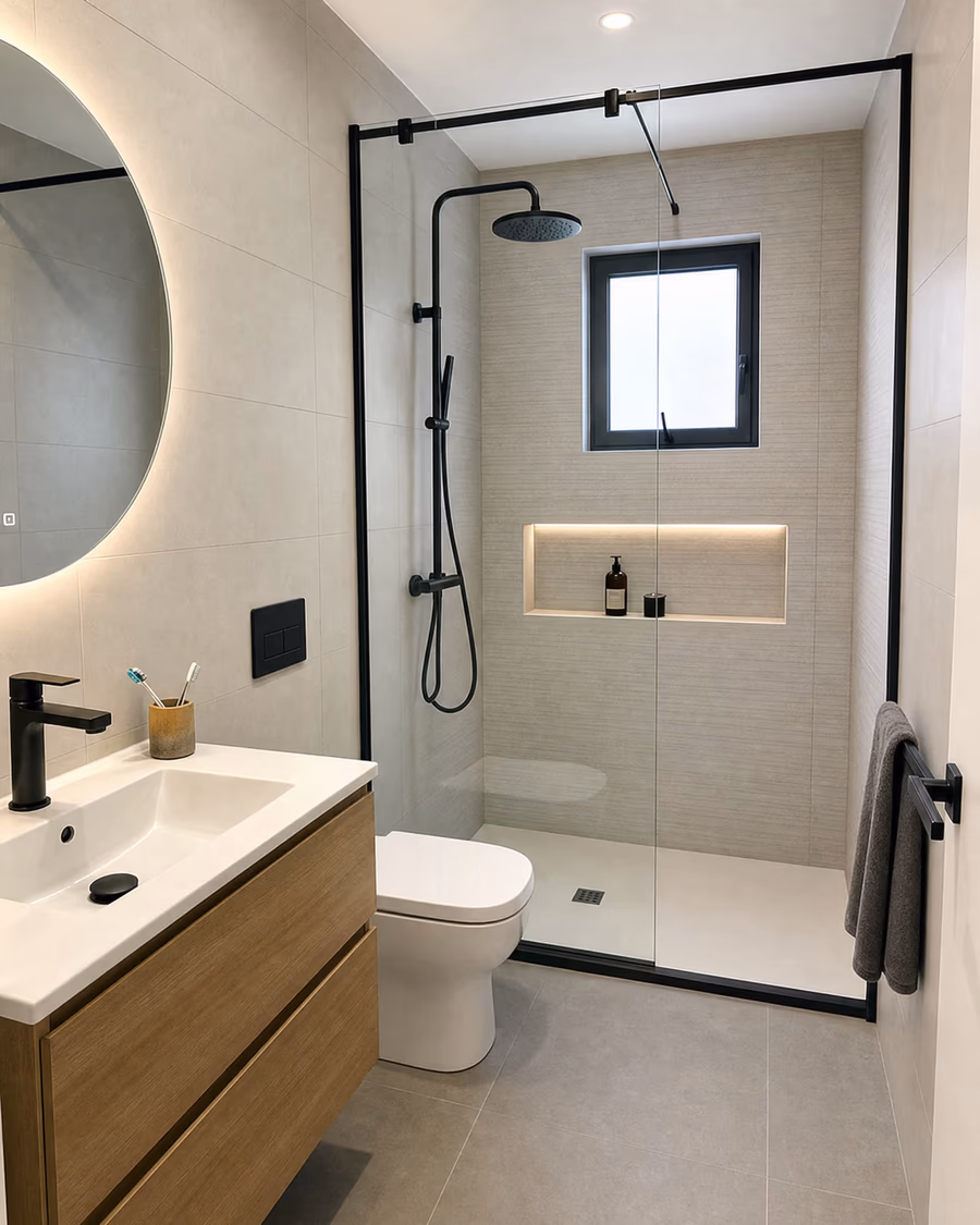 Baño reformado con mueble suspendido